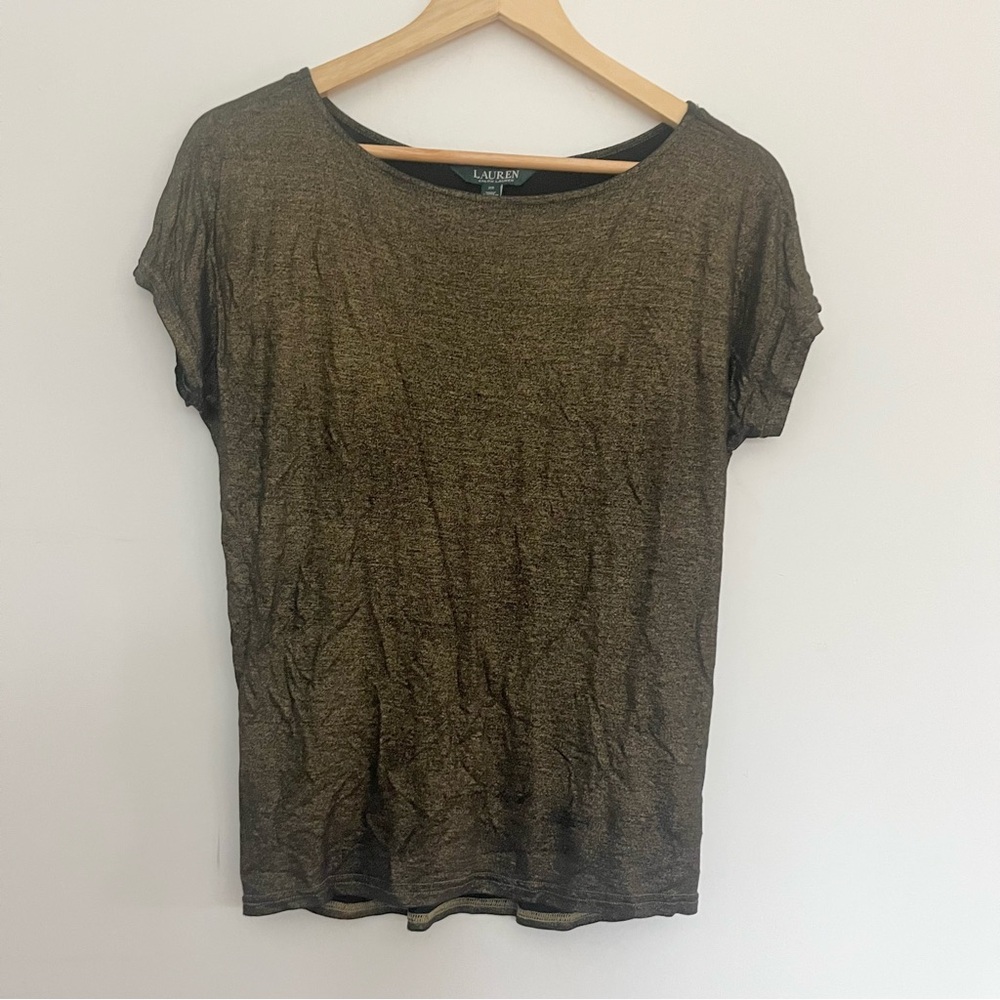 Lauren Ralph Lauren Women's Gold Top w Cap Sleeves Lightweight Classic Sz XS